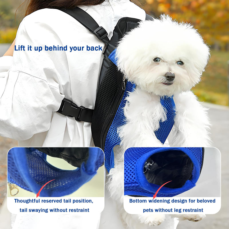 Pet Carrier Backpack, Adjustable Pet Front Carriers for Small Medium Dogs Cats 5-18 Lbs, Legs Out, Dog Cat Carrier Backpack for Hiking,Camping,Traveling,Cycling (Blue, Large（Fit:10-18lb）) Color Blue Large（Fit:10-18lb） - PawsPlanet Australia