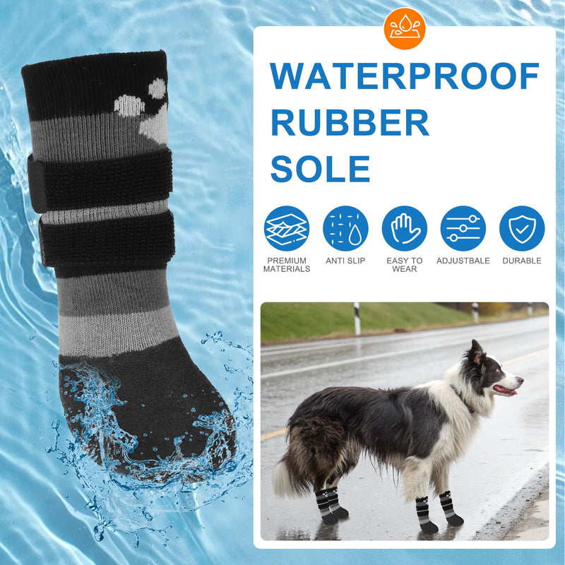 BEAUTYZOO Anti Slip Dog Socks Boots to Prevent Licking Paws, Waterproof Dog Shoes for Winter Snow/Hot Pavement, Grippy Socks with Double Straps for Hardwood Floors, Booties for Small Medium Large Dogs - PawsPlanet Australia