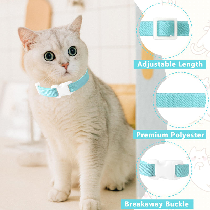 Elastic Cat Collar, Stretch Cat Collar Quick Release, Bright Colors Safety Kitten Collar Adjustable Collar for Kittens, Lightweight Soft Polyester Collars for Boy Girl Cats (Lightblue,S) Small Lightblue - PawsPlanet Australia