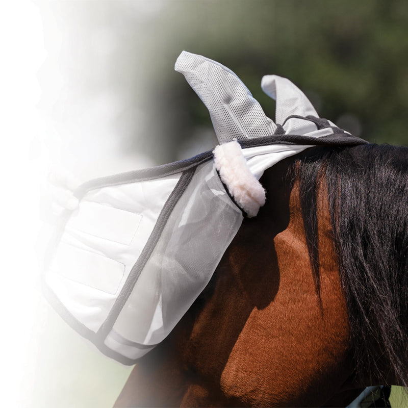 Professional's Choice Fly Screen Mask | UV Protective Lightweight mesh | Breathable and Soft Ear coverings | Forelock Hole for Added Security and Comfort | Cob Size | Gray