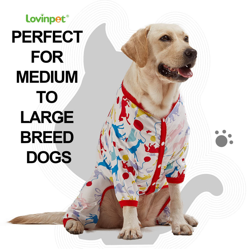 LovinPet Giant Large Dog Pajamas, Big Dog Surgical Recovery Shirt, Lightweight Pullover Dog Pajamas, Stop Shedding for Dogs, Pet PJ's, XL X-Large White - PawsPlanet Australia