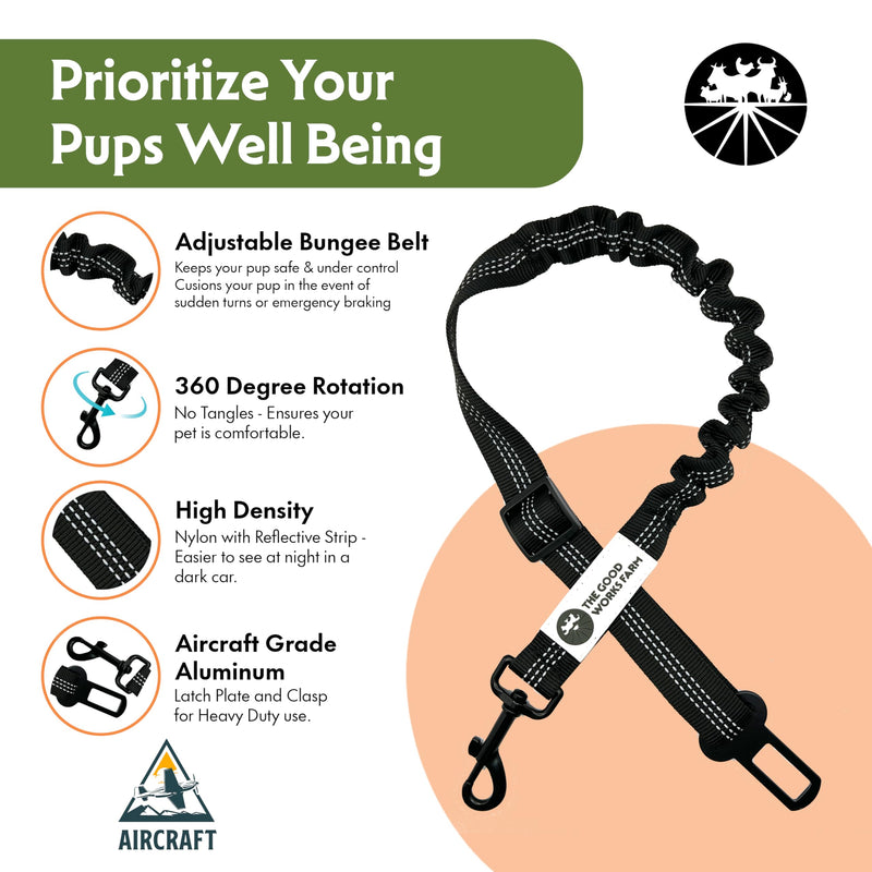 Dog Seatbelt, Heavy Duty Dog Car Leash Seat Belt Adjustable Pet Seatbelt with Exceptional Elastic Bungee Buffer Dog car Seatbelt, Durable & Premium 360 Degree Swivel Dog Restraint for car Travel - PawsPlanet Australia