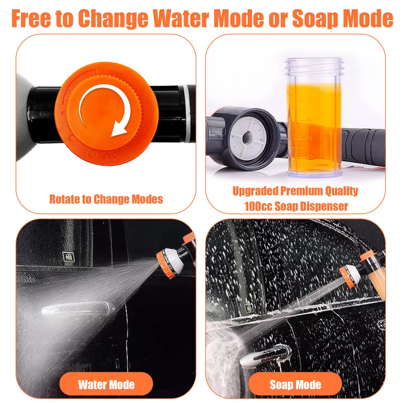 Pup Jet Dog Wash - 10 Sprayer Pattern Dog Washing Hose Attachment Outdoor, Dog Shower Attachment with Dog Scrubber for Pet Bathing, Garden Hose Nozzle with Soap Dispenser for Car Washing 4 - PawsPlanet Australia