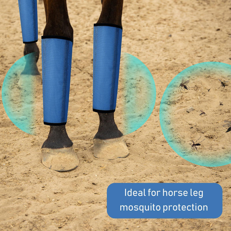 Jexine Set of 8 Mesh Fly Boots for Horse Loose Fitting Non Slip Breathable Horse Fly Leggings Protective Reduces Stress Leg Fatigue Wraps for Preventing Flies Mosquitoes Bite Dark Blue - PawsPlanet Australia