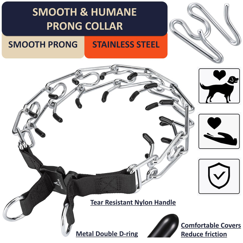 Prong Collar for Dogs, Adjustable Quick-Release Metal Buckle Pinch Collar for Dogs, Stainless Steel Choker Collar (L/Neck Girth 16.9"-22.2", Black) L / Neck Girth 16.9"-22.2"