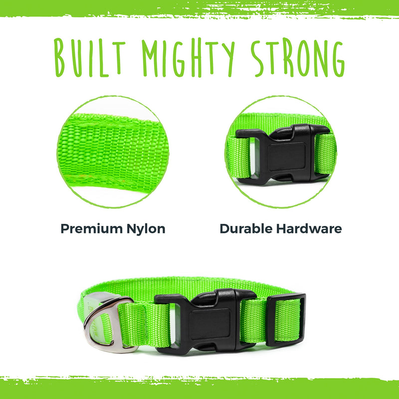 Mighty Paw LED Dog Collar - USB LED Rechargeable - USB Rechargeable Light - High Visibility Glow Strips - Glow Pet Weather Resistant - Enhanced Nighttime Visibility - Light Up Dog Collar - (L, Green) Large - PawsPlanet Australia
