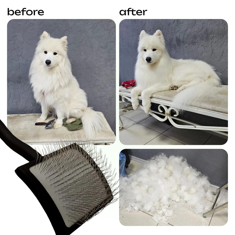 Natural Wooden Grooming Brush for Pets – Long Metal Pins Slicker for Dogs & Cats - PawsPlanet Australia
