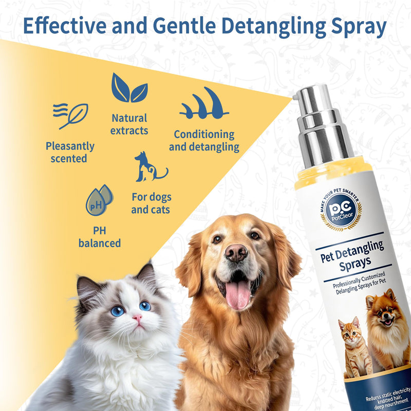 Dog Detangler Spray, Gently Detangle Knots, Care and Nourish Coat, Reduce Hair Pulling, Reduce Static Electricity, Keep Fresh (80ml) - PawsPlanet Australia