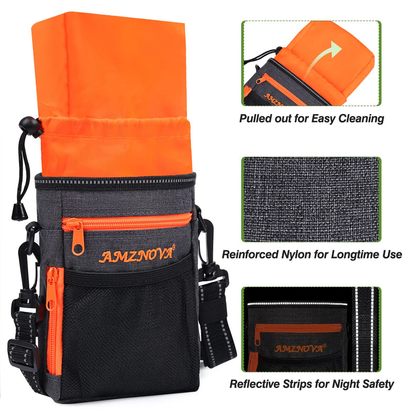 AMZNOVA Dog Treat Bag Treatkit Dog Treat Pouch, Waist Clip On Crossbody Fanny Pack for Pet, Training Pouch with Shoulder Strap & Waist Belt for Walking & Training, 6Cups, Heather Black Large Capacity - PawsPlanet Australia