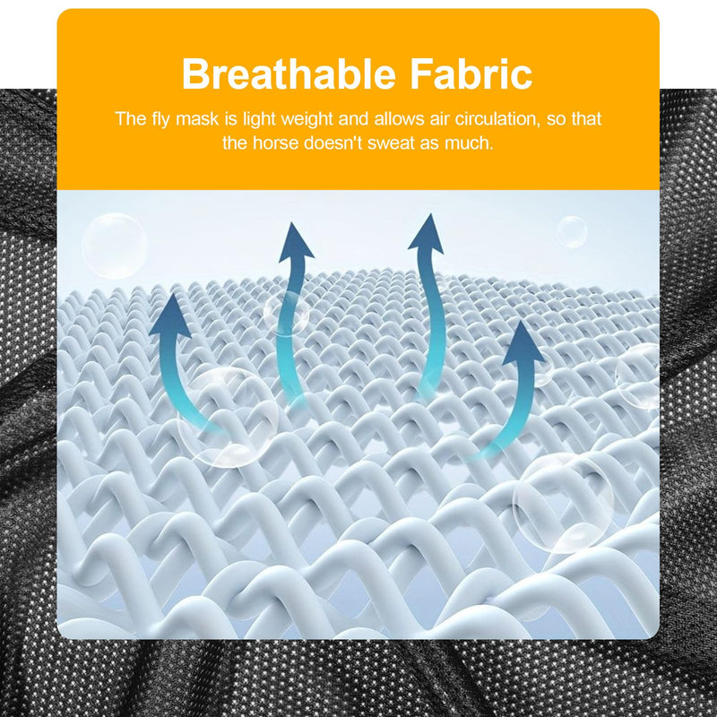 Fly Mask for Horses, Fly Masks for Horses Protection During Summer Turnout, Trail Riding in Bug-Prone Areas, Lycra Fabric with 40 Mesh Count K080 Screen for Enhanced Airflow