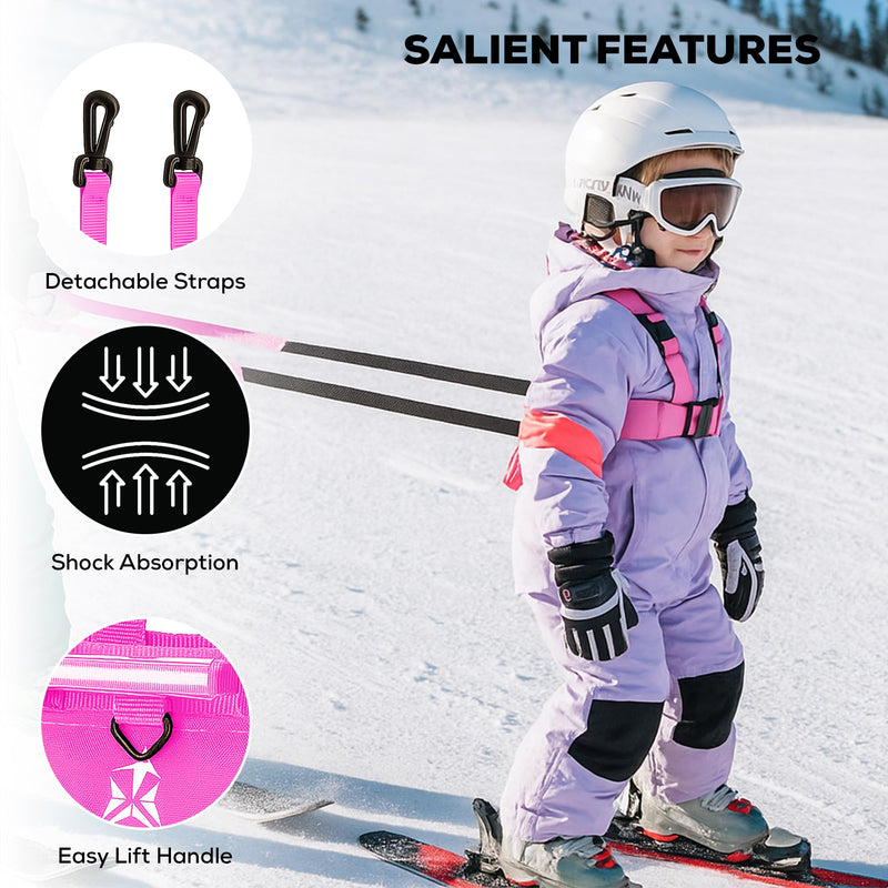 Launch Pad Toddler Ski Harness with Leash - Ski Harness for Kid w/ 7' Elasticized Leash, Easy Lift Handle & Built-in Backpack Pink - PawsPlanet Australia