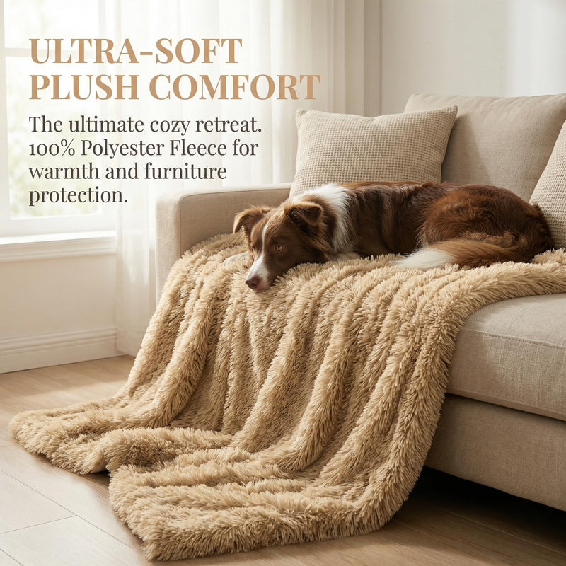 PJYuCien Dog Blankets for Medium Large Dogs Washable - Fluffy Fuzzy Cat Blanket for Couch, Puppy Throw for Furniture with Polyester Fleece, Super Soft Plush for Pet Kitten Doggy, Brown, 50" x 60" 60" x 50" - PawsPlanet Australia