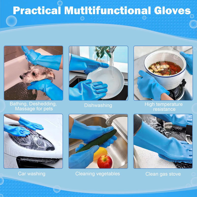 Pet grooming gloves,Dog washing gloves with High-Density Teeth with Five Finger Design to bathing and Massage for Dog Blue - PawsPlanet Australia