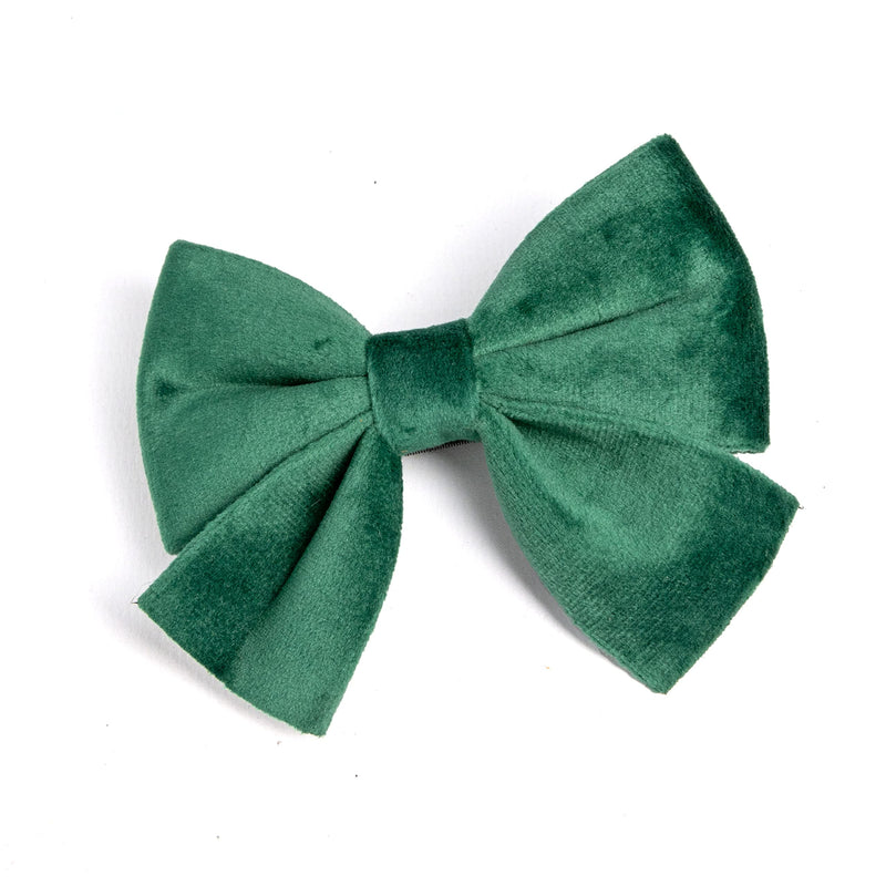 Emerald Green Velvet Dog Collar Bowtie – Comfortable Luxury Adjustable Dog Collar with Detachable Bow Tie Safety Buckle for Puppy Small Medium Dogs and Cat Kitten (Extra Extra Small) Extra Extra Small