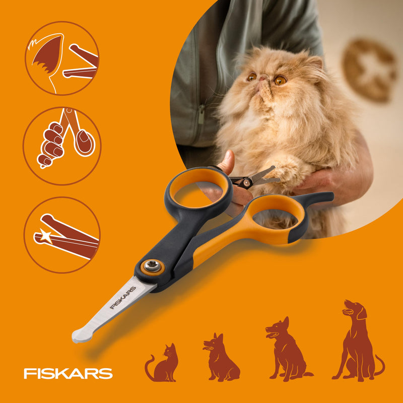Fiskars Pet, Dog & Cat Grooming Scissors, Rounded Tips & SoftGrip Handle, Cat and Dog Supplies, 5.5”, Orange/Black, Detailing Scissors - PawsPlanet Australia