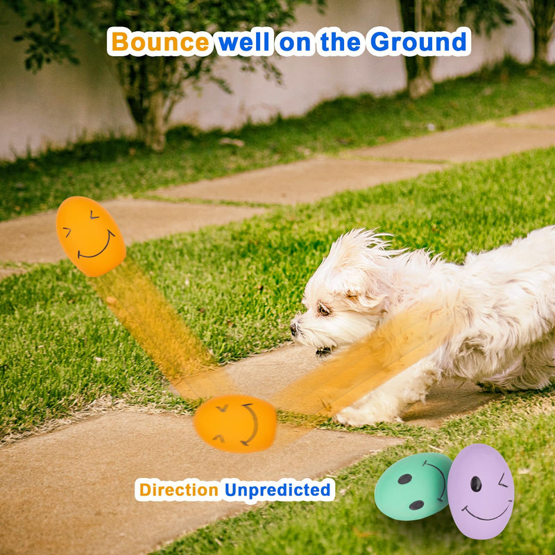 Dog Squeaky Toy, Latex Bouncy Egg Balls Squeaker for Small Dogs, Puppy Durable Rubber Squeak Balls for Teddy Interactive Fetch Play (6 PCS) - PawsPlanet Australia