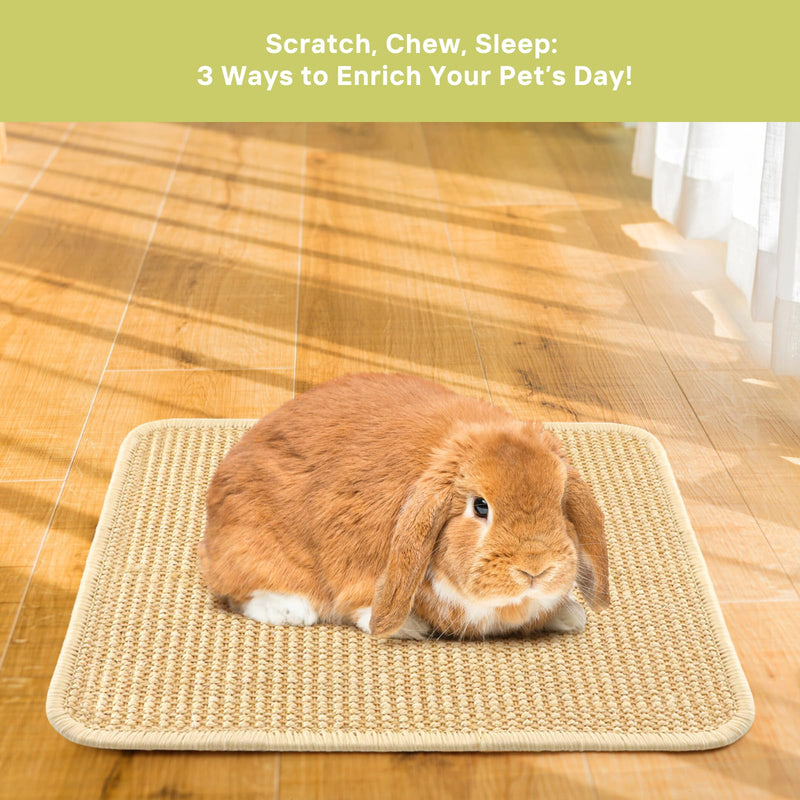 3-Pack Rabbit Scratching Pads – Natural Sisal Bunny Scratch Mat for Claw & Teeth Care, Small Animal Enrichment Toys, Chew-Resistant Bedding for Cages, Play Areas (15.7"x11.8") - PawsPlanet Australia