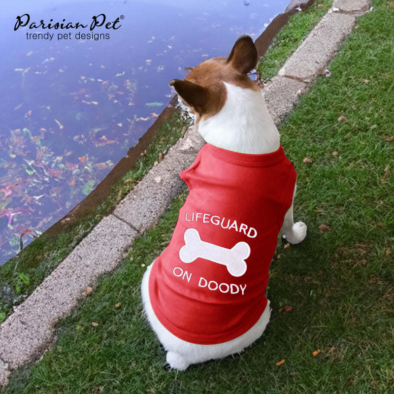 Parisian Pet Dog Tshirt - Embroidered “ Lifeguard on Doody “ Boy Shirt - Pure Cotton and Lightweight Pet Clothes - Machine Washable Pet Shirt for Large Dogs - XL3 3XL - PawsPlanet Australia