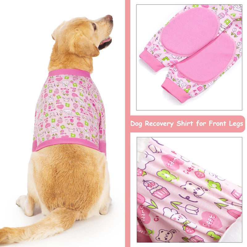 Dog Recovery Shirt for Front Legs, Dog Elbowpads Sleeve Protect Dogs Elbows Arms,Stop Licking Joints After Surgery, Help with Injury Healing Covers The Wound, Cone Alternatives (Pink, 5XL) Sweet Pink 5X-Large - PawsPlanet Australia