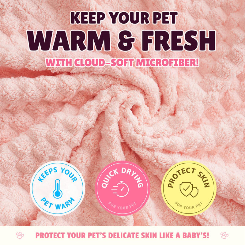 Microfiber Dog Towel Set for Drying Dogs – Absorbent, Quick-Dry, and Soft Towels for Bathing and Grooming Dogs and Cats, Including 2 Different Sized Towels – Cloud Pet Towels Yellow - PawsPlanet Australia