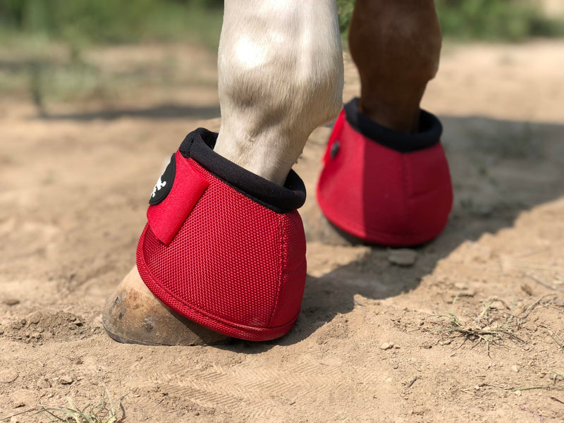 TGW RIDING 2520D Horse Bell Boots No-Turn Horse Bell Boots, Equine Ballistic Hoof Overreach Bell Boot, Pair Red Large