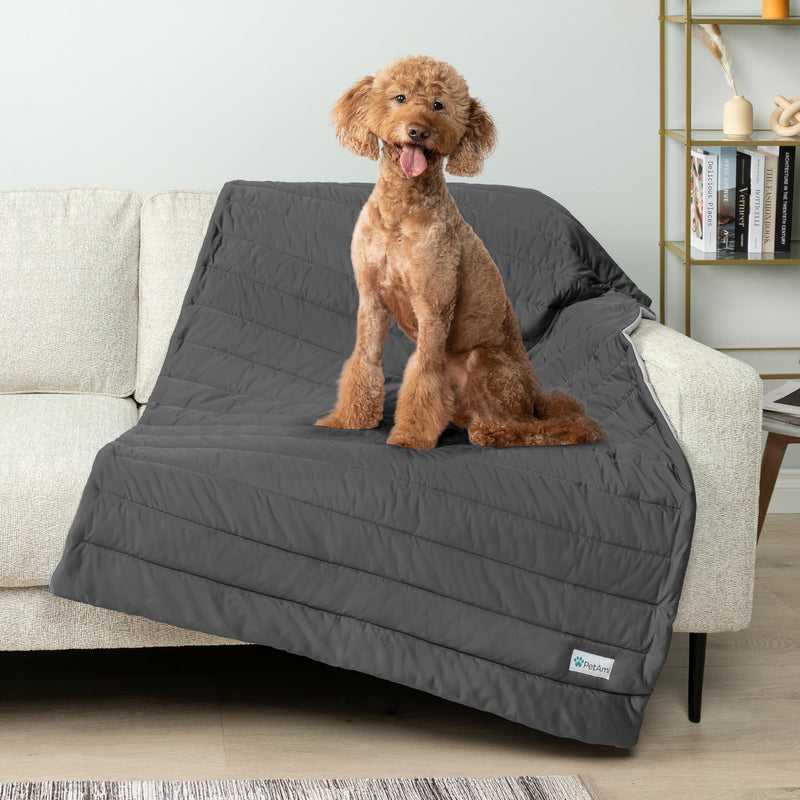 PetAmi Cooling Mat for Dog, Premium Pet Cooling Blanket for Crate Kennel, Indoor Cat Cool Sleeping Pad, Q-MAX Cold Sofa Couch Cover for Summer, Gray/Light Grey, Small (24x32) Small (24x32) - PawsPlanet Australia