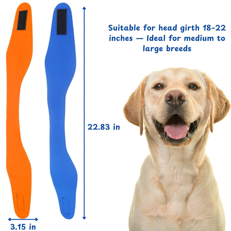 2pcs Dog Ear Covers for Swimming, Ear Protection for Dogs Bathing, Dog Bath Supplies, Ears Wrap for Dogs, Waterproof Ears Covers Swimming Cap, Adjustable Shower Cap, Puppy Swim Cap (Orange, Blue, L) Orange, Blue