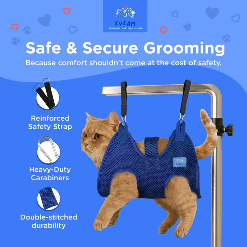 Pet Grooming Hammock for Cats & Small Dogs – Nail Clipping Kit with Sling, Clippers, File, Glove, Straps & Carabiners – Ideal for Trimming & Ear Cleaning – [S/XS] (Pink, Extra-Small) Pink - PawsPlanet Australia