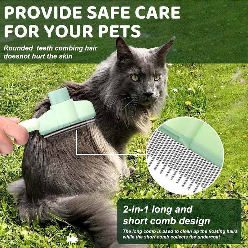 Pet Comb for Cats,Pet Hair Removal Comb Flea Comb with Release Button (Green) - PawsPlanet Australia