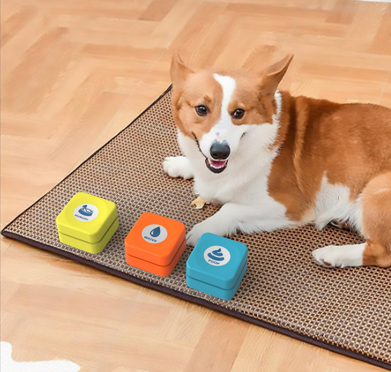 Rechargeable Dog Buttons for Communication Starter Pack,Voice Recording Buttons Set Training Pets Funny Gifts Study Office Home 3 Counts 35 Stickers Rechargeable 3 Counts + + Stickers - PawsPlanet Australia