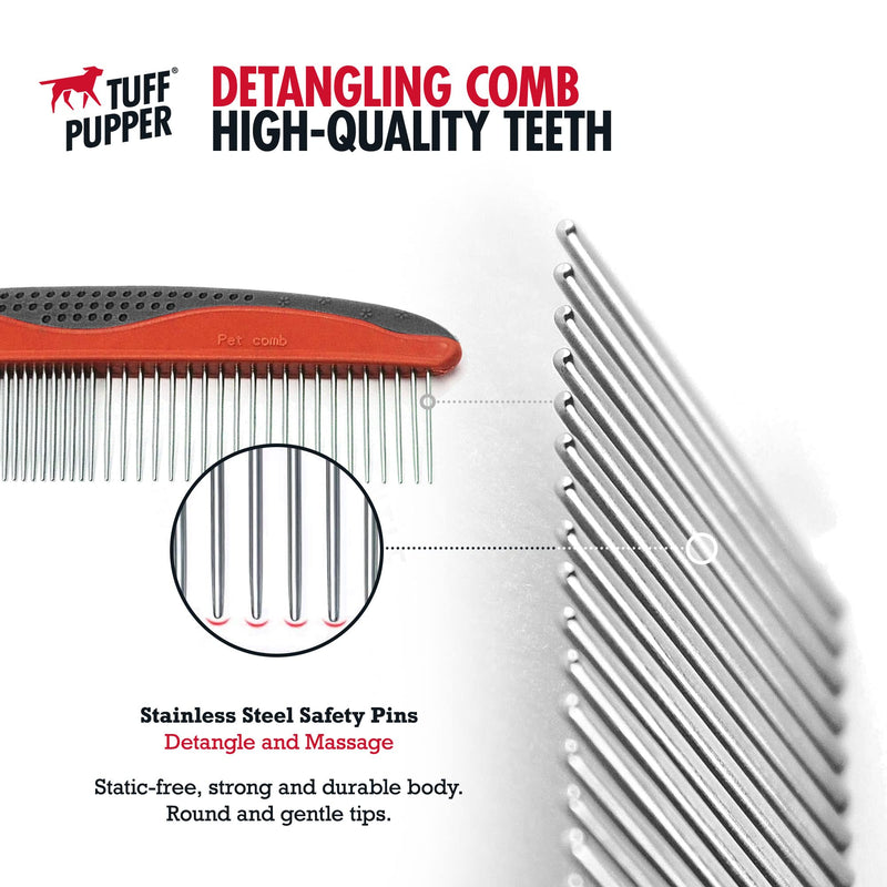 Tuff Pupper Dog Grooming Comb Set | Easily & Safely Remove Matted Knotted Hair | Ergonomic Pet Detangling Combs | No-Slip Safety Handle | Rounded Tips Prevent Scratching | For Poodles & Curly Hair Detangling Combs Set - PawsPlanet Australia