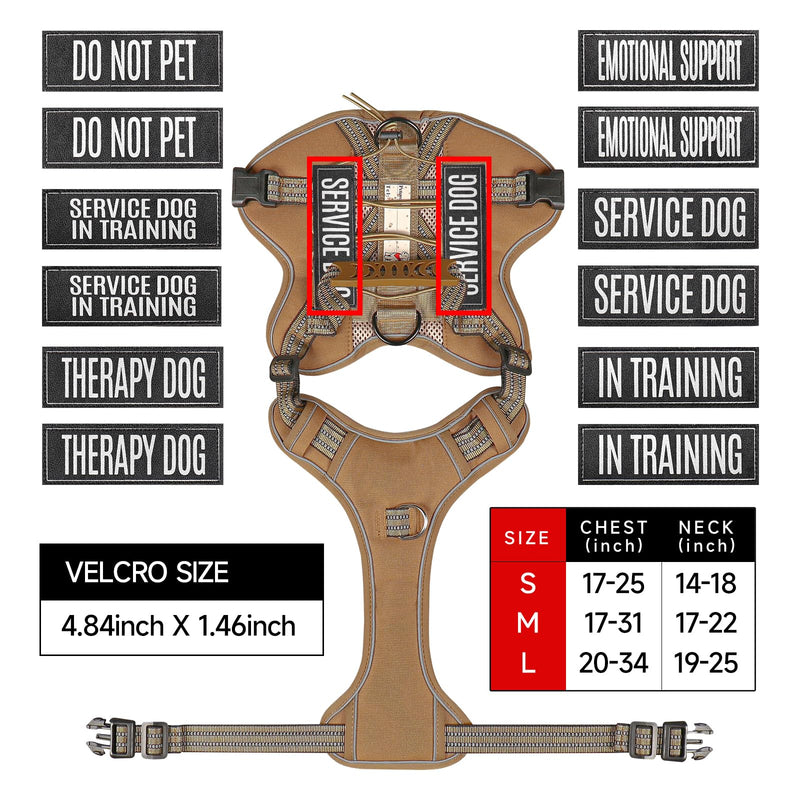 Service Dog Tactical Vest Harness and Leash Set Medium Sized Dog Emotional Support- Tactical Dog Harness Training Collar with Name (Khaki, M) Khaki - PawsPlanet Australia