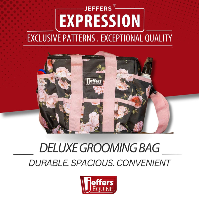 Jeffers Expression Deluxe Grooming Bag, Rose Garden – Zippered Top Organizer for Brushes, Spray, Hoof Picks, Tack & Accessories – Travel, Camping, Horse, Dog, Cat & Pet Grooming Tote - PawsPlanet Australia