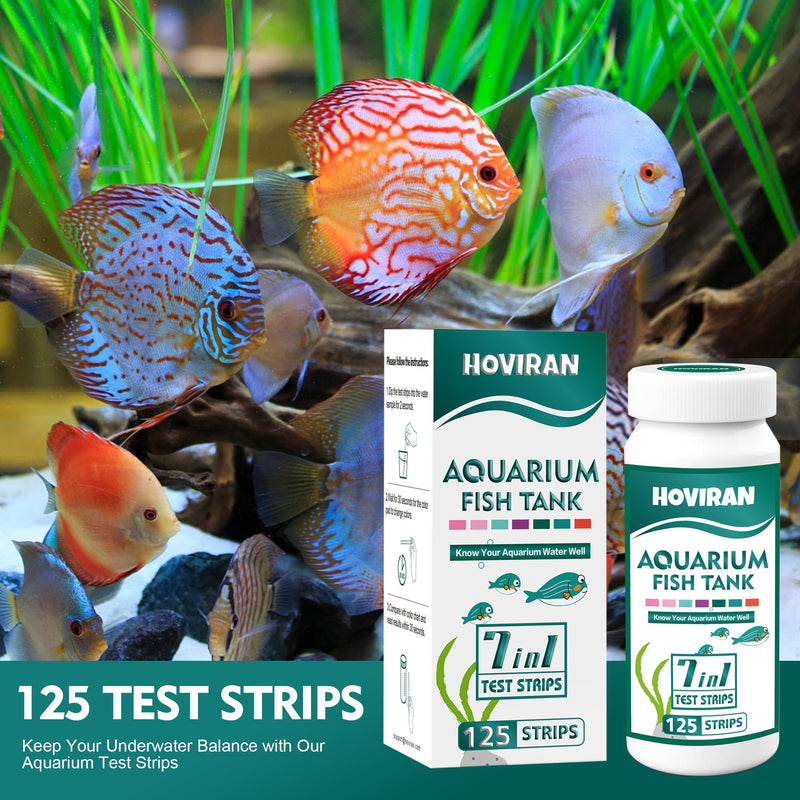 7 in 1 Aquarium Test Strips, 125ct Fish Tank Test Strips for Freshwater Saltwater Pond, Accurate Water Testing Kit Aquarium for Chlorine, Total Hardness, Carbonate, Alkalinity, Nitrate, Nitrite and pH - PawsPlanet Australia