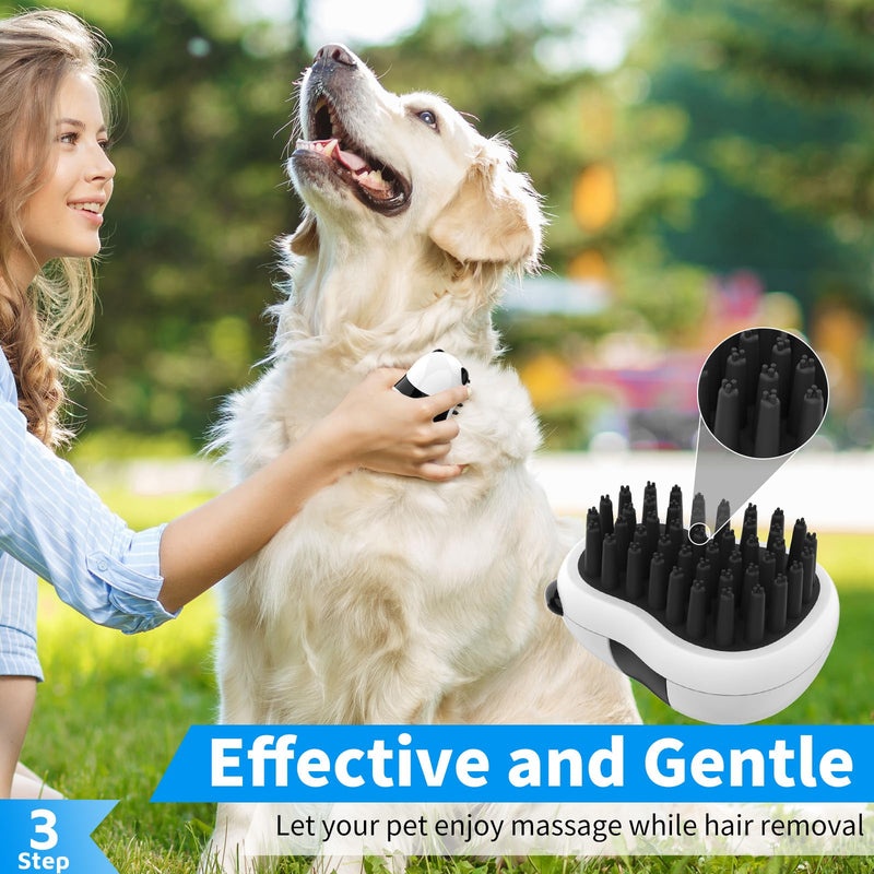 Comotech 3-in-1 Dog Grooming Brush | Adjustable Handle Shampoo Brush & Scrubber for Short & Long Haired Dogs & Cats (Blue Blue White) Blue Blue White - PawsPlanet Australia