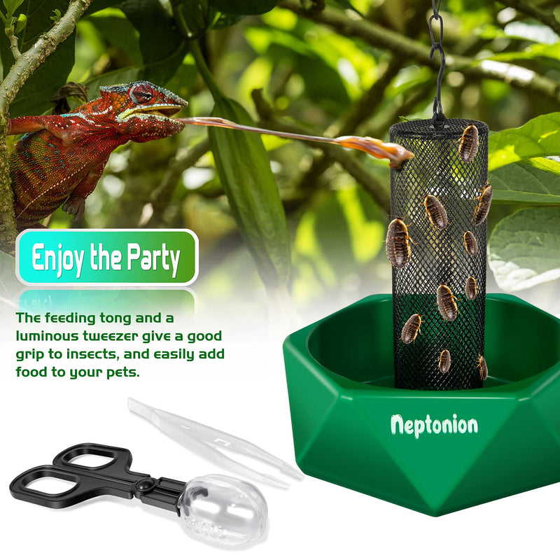 Hookable Chameleon Feeding Bowl, Professional Live Worm Organizer with Column for Prey to Climb and Move, Suitable for Lizard, Bearded Dragon, Iguana, Gecko, Toad, Frog