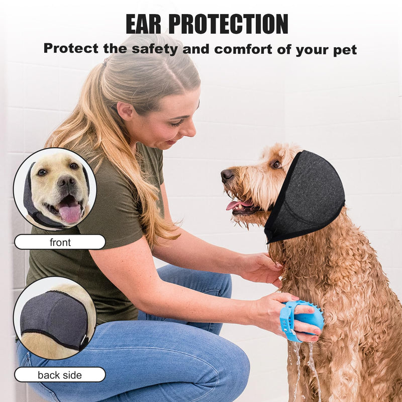 Dog Ear Defenders, Adjustable Waterproof Pet Dog Ear Protectors, Windproof and Noise Protection Comfort EarMuffs for Dogs, Suitable for Beauty Treatments Bathing Swimming Rain and Fireworks, Gray, M