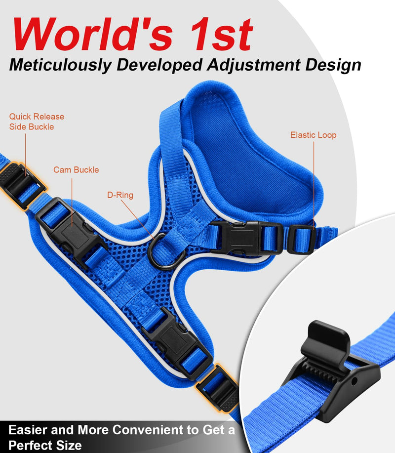 Cat Harness and Leash for Walking Escape Proof Soft Adjustable Cat Leash Breathable Comfortable Vest Easy to Wear Kitten Harness for Outdoor Travel (Blue, XS (4-6lb)) XS (4-6lb) Blue