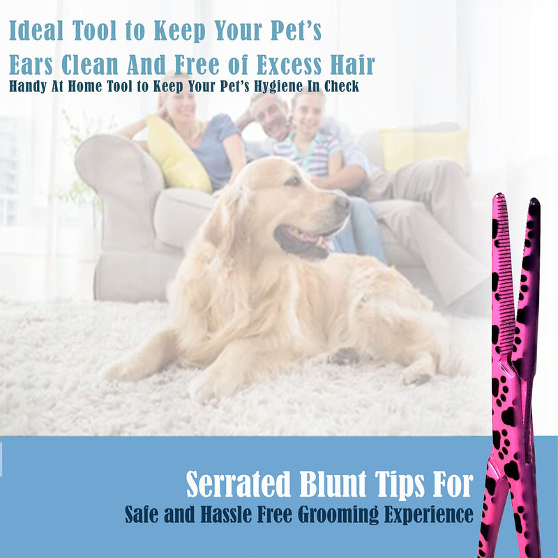 A2Z SCILAB Dog Pet Ear/Nose Hair Puller Grooming Hemostat Locking Forceps Pliers, 5.5" (14cm), Straight (Pink Paws) Pink Paws - PawsPlanet Australia