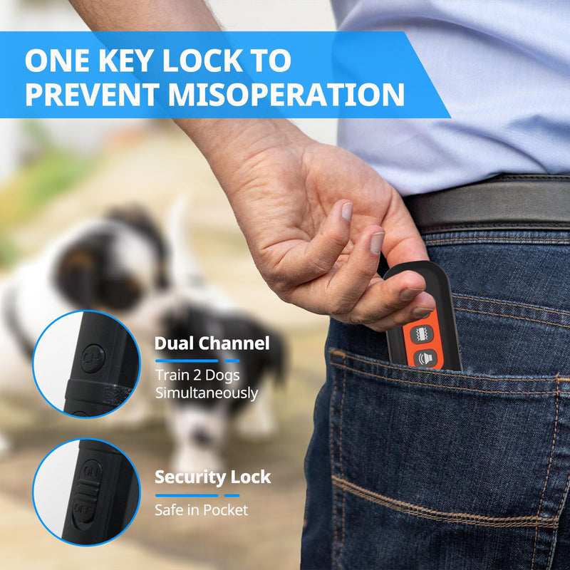 Ultra-Small Dog Shock Collar for 5-15 Pound Small Dogs - 1900Ft Range,Training Collar with Remote Control,3 Training Modes Beep,Vibration,Safe Shock, Waterproof Rechargeable E-Collar (Orange) Orange - PawsPlanet Australia
