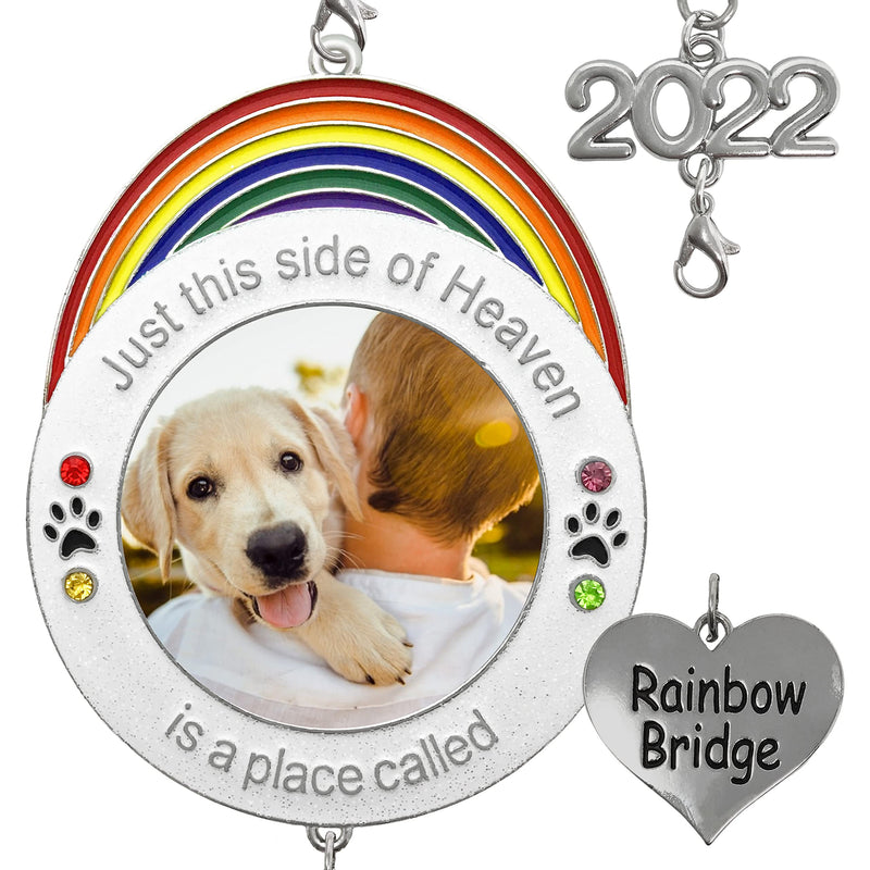 Rainbow Bridge Photo Ornament - 2022 Dated Christmas Picture Ornament Just This Side of Heaven is A Place Called Rainbow Bridge - Memory Keepsake - Pet Memorial - PawsPlanet Australia