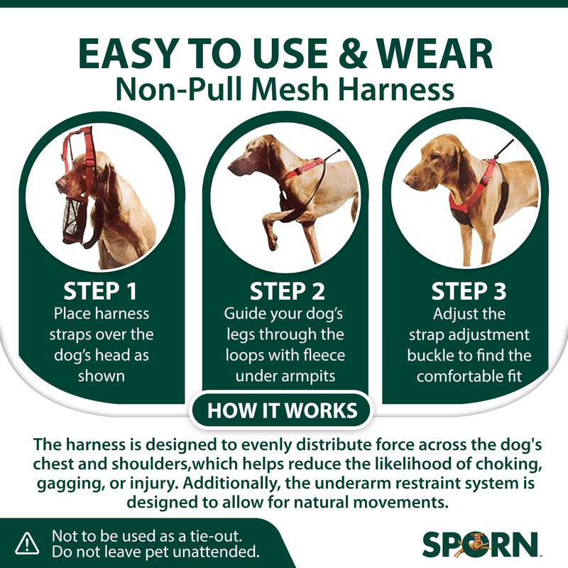 Sporn Large/XL No Pull Dog Harness for Large Dogs - Black Mesh Body, Durable Nylon, Breathable, Easy to Put On, No Choke, Padded, Adjustable, XL Dog Harness for Extra Large Breeds - PawsPlanet Australia