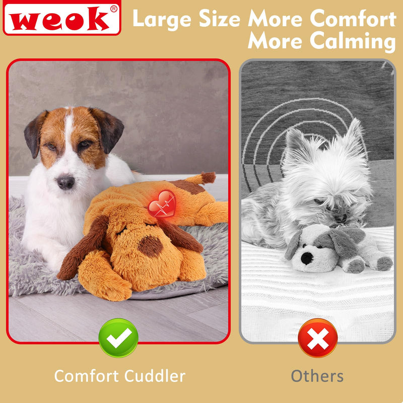 Heartbeat Puppy Toy - Comfort Cuddler Pillow, Dog Anxiety Relief Calming Aid,Heartbeat Stuffed Toy for Dogs,Puppy Heartbeat Toy Sleep Aid,Dog Heartbeat Toy for Pet brown1 - PawsPlanet Australia
