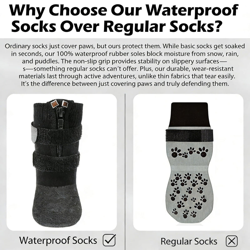 Anti Slip Dog Socks Boots with Zipper,Waterproof Dog Shoes to Prevent Licking Paws,Winter Snow Rain Days/Hot Pavement Protection for Small Medium Large Senior Dogs Black XL - PawsPlanet Australia