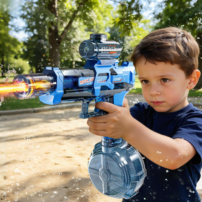 Electric Water Guns for Kids, Water Blaster Squirt Guns with Flashing Muzzle,Range up to 32ft, Summer Outdoor Beach Swimming Pool Party Toys, Gift for Kids Age 8 9 10 11 12 Years Old Boys Pistol Blue - PawsPlanet Australia