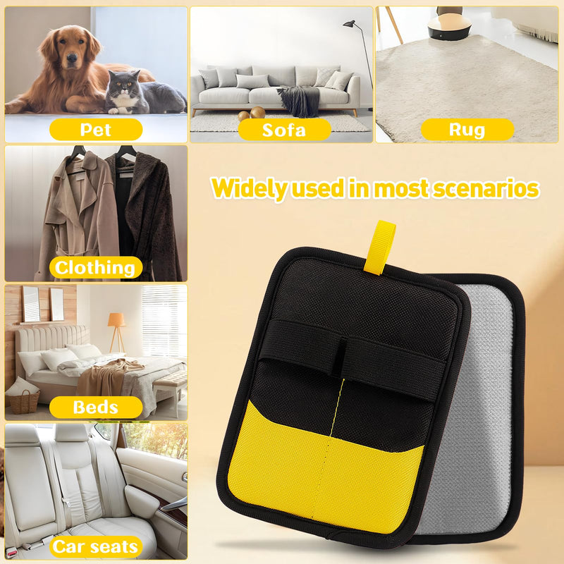 Electrostatic Pet Hair Removal Glove - Reusable Pet Hair Removal Glove with Cleaning Brush & Flea Comb for Cats & Dogs, Washable for Clothing, Couch, Carpet, Car Seat (Black/Yellow) - PawsPlanet Australia
