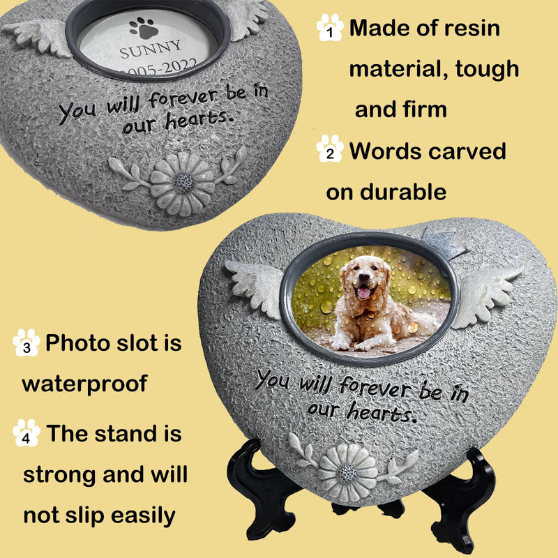 Pet Memorial Stones for Dog or Cats,Loss of Dog Sympathy Gift Indoor Display,Pet Grave Markers Dog Bereavement Gifts Outdoor Tombstone Heart Shaped Carve "You will forever be in our heart" Heart Shape - PawsPlanet Australia