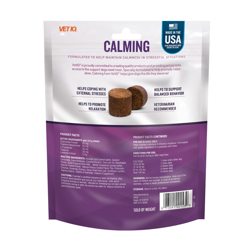 VetIQ Calming Support Supplement for Dogs, Calming Chews Help Manage Stress and Promote Relaxation, Anxiety Relief for Dogs, Made in The USA, 120 Count