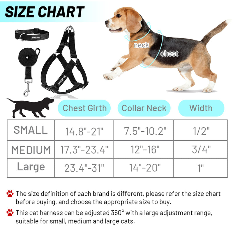 No Pull Dog Harness - Step in Dog Harness and Leash for Small Medium Large Dog - Escape Proof Adjustable Soft Dog Harness Leash Collar Set for Walking Training Hiking Outdoor MEDIUM (chest: 17.3"-23.4" neck: 12"-16") Rose Red