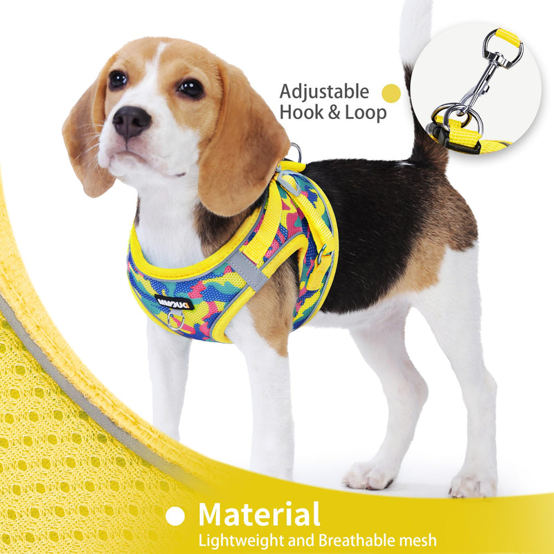 Step in Dog Harness with Leash Set, Adjustable Soft Padded and Breathable Mesh for Small Sized Dog, Reflective No Pull No Choke Cat Vest Harness, Easy Control Pet Vest, Yellow M - PawsPlanet Australia